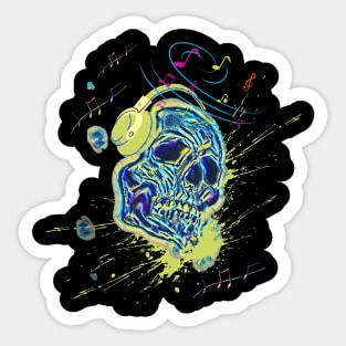 Skull - skull funny music art design Sticker